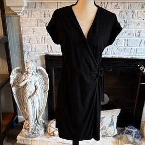 Michael Kors Black Wrap-Style Midi Dress